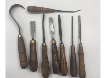 Group (C) Of 8 Antique / Vintage Wood Chisels