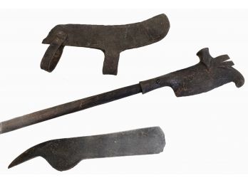 Wow -Collection Of Three Very Old Hand Forged Antique Axe Heads