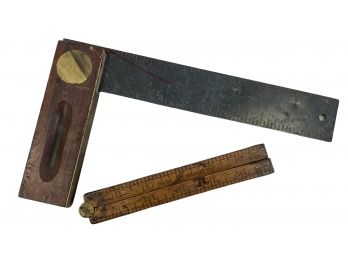 Antique Stanley No. 68  Folding Ruler & Square