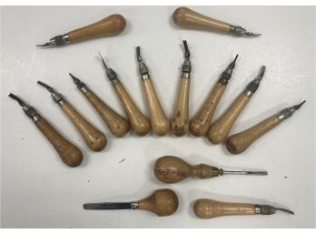 Group (U) Set Of Fourteen Robert Sorby Wood Carving Tools