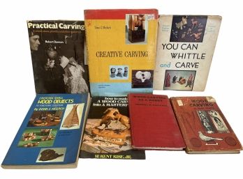 Collection Of Seven Books On Creative Wood Carving, Whittling & More