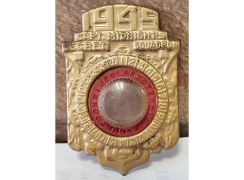 1946 Captain Midnight Radio Show Secret Squadron Decoder Badge- An Ovaltine Premium. Plated Brass & Plastic