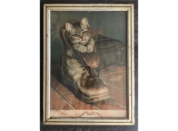 Professionally Framed Vintage Puss In Boots Print Published By E.G. Rideout & Co. Barclay Street NYC