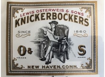 Matted & Framed Cigars Label Antique Advertisement: Knickerbockers Lewis Osterweis & Sons New Haven Conn