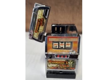 Vintage Working Cigarette Lighter In A Fun Form: Pharaoh's Gold Slot Machine - Flip Top Opens