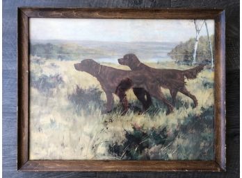 Professionally Framed Rossau Picture Of Red Golden Retrievers Hunting Picture Dogs