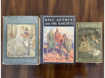 Lot Of Three Antique Children's Novels Books Short Stories: King Arthur & His Knights, My Book House, & More!