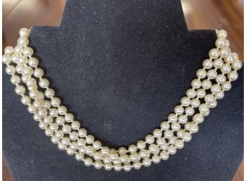 Lovely Set Of Vintage Pearls On A Large Sixty Inch Strand Necklace