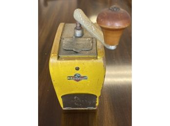 Vintage KYM Yellow Painted Wooden Coffee Grinder