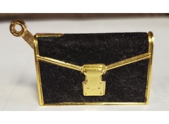 Vintage Cigarette Lighter In A Fun Form: A Lady's Purse / A Clutch With Gold Tone Trim Accents