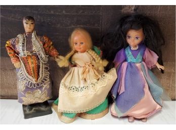 Three Vintage International Dolls In Colorful Ethnic Fashions - One 1986 TCFC Doll