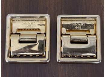 Pair Of Vintage Gold Tone Officers Equipment Company Belt Buckles