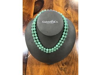 Large Lovely Precious Stone Jade Necklace At 29 Inches