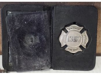 Vintage Mamaroneck, NY Fire Department Metal Badge In A Stitched Black Leather Case  #1357. Smith & Warren USA