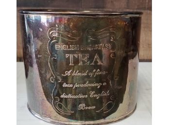 Vintage Metal English Breakfast Tea Lidded Canister -a Blend Of Fine Teas