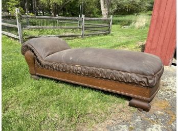 Antique Leather Chaise