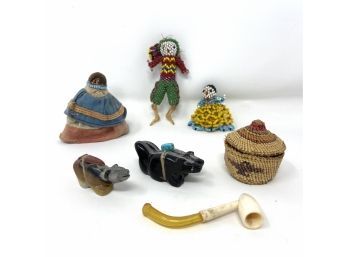 Group Of Vintage Native American Miniatures And Pipe