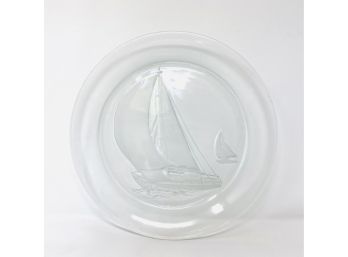 Sailboat Clear Glass Serving Dish