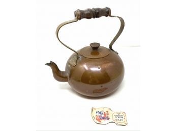 Vintage Old Dutch Handcrafted Copper Ware Tea Kettle