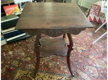 Vintage Wooden Carved Floral Side Table