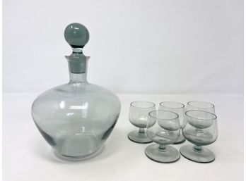 Vintage Decanter And Five Cordial Glasses