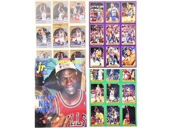 Cards - Basketball -  Stars On 2 Uncut Sheets,  1991 Magazine With (intact) Cut-out Cards, 9  NBA From 1990