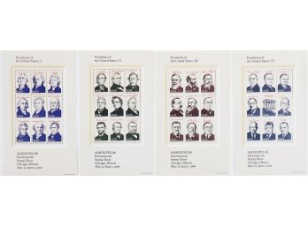 Stamps -  4 Commemorative Presidential Sheets Issued For International Stamp Show Of 1986 - $7.92 Face Value