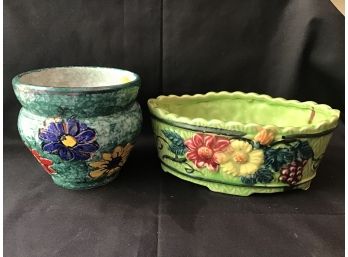 Mid Century Japan Cache Pot, Small Floral Pot Made In Italy