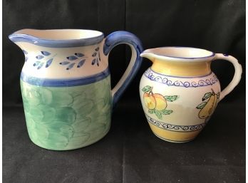 Villeroy & Bach Blue Leaves Pitcher, Unsigned Yellow Pear Pitcher