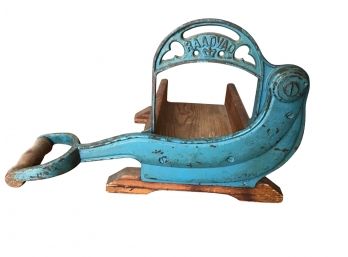 Very Unique Antique Danish Raadvad Bread Slicer, Early 1900s, Cast Iron And Wood