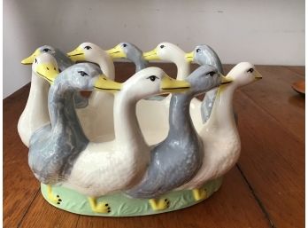 Holland Mold Gaggle Of Geese Handpainted Planter - Great As A Centerpiece!