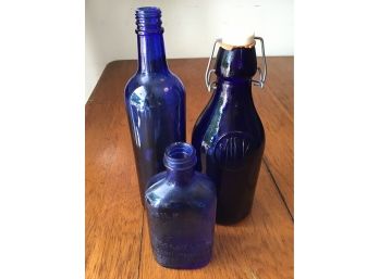 Collection Of Blue Colored Bottles