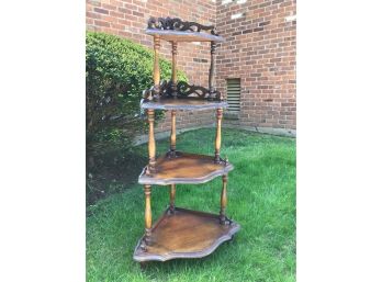 Antique Victorian Mahogany Corner Etagere  Whatnot Shelf - Sweet Piece