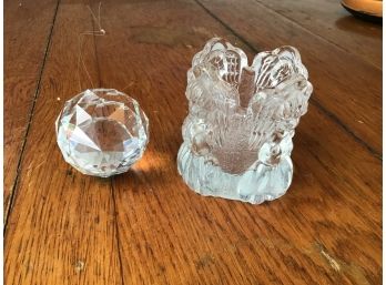 Cut Glass Angel Tealight Holder And Hanging Glass Ball  Prism