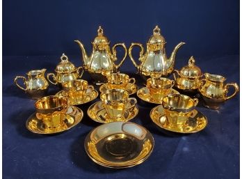 Beautiful Vintage Gold Porcelain Music Box Tea Sets