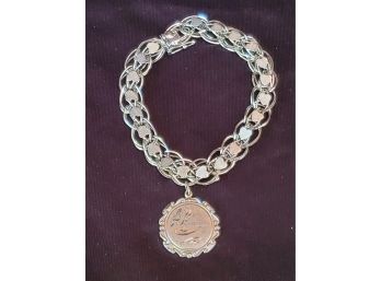 Vintage Sterling Silver 7.75 Ladies Charm Bracelet With One Date To Remember Charm