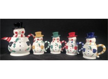 Adorable Five Piece Snowman Entertaining Set