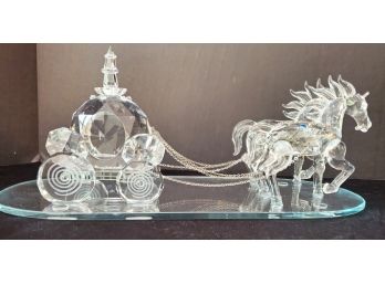 Beautiful Never Displayed Sorelle Crystal Cinderellas Pumpkin Carriage & Horses Sculpture