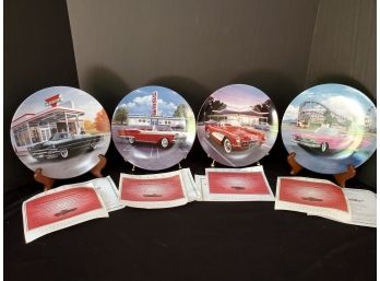 Four The Bradford Exchange Delphi Fabulous Cars Of The Fifties Collectible Plates With COAs