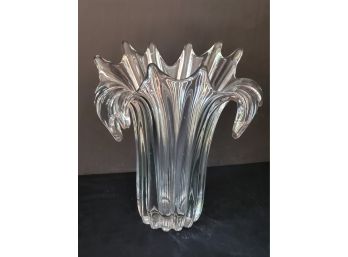 Stunning Vintage Crystal 10.25' Crystal Contemporary Freeform Flower Vase