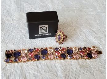 Chunky Stone Bracelet & Nicky Butler Multi Stone Cocktail Ring Size 7.5