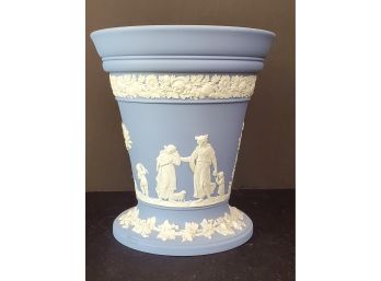 Beautiful Vintage Wedgwood Blue Jasperware Foot Flower Vase