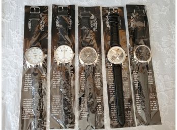 Five New Eiger Mens White, Gold & Ultimate Edition & Statue Of Liberty Watches