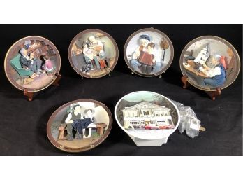 Group Of Six Brilliantly Sculptured Norman Rockwell Classic Plates Lot #7