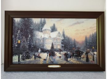 New The Bradford Exchange Thomas Kinkade Victorian Christmas Illuminated Canvas Print With COA