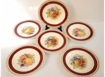 Set Of Six Crown Ducal Ware Porcelain 8.5 Dessert Fruit Themed Plates