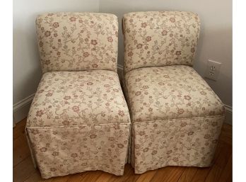 Pair Of Ladies Skirted Upholstered Slipper Chairs