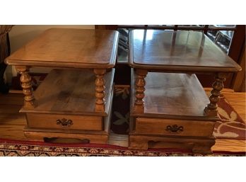 Pair Of One Drawer Maple Ethan Allen Side Tables