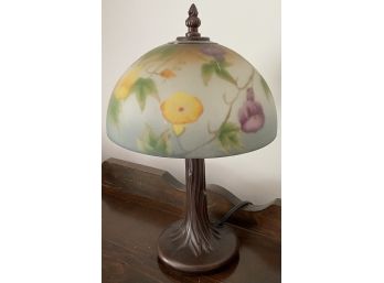 Contemporary Boudoir Lamp With Satin Glass Shade