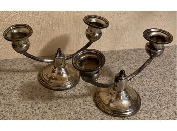 Pair Of Two Arm 4.5' Sterling Candlesticks